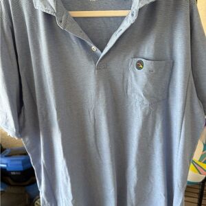 Men's Blue Striped Polo Shirt